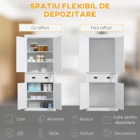 HOMCOM Dulap de bucatarie cu dulap superior si inferior si sertar central din MDF, placi aglomerate si metal, 76x40,5x184cm, alb(m-5)