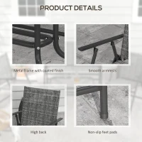 Outsunny Outdoor 4 Pieces Patio Furniture Set with Breathable Mesh Fabric Seat & Backrest, Garden Set with Two Foldable Armchairs, a Loveseat & Glass Top Table, Mixed Grey(m-7)