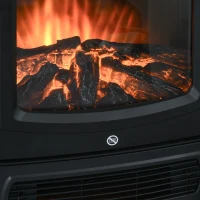 HOMCOM Chimenea Eléctrica Potencia de 2 Niveles 1000W o 2000W con Efecto Llama Termostato y Protección contra Sobrecalentamiento hasta 25 m² 44,5x32,1x74 cm Negro(m-9)