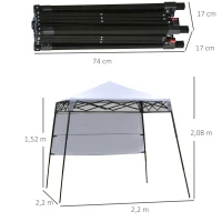 Outsunny Carpa Plegable 2,2x2,2x2m con Lateral Altura Ajustable Protección UV 50+ de Acero y Tela Oxford con Bolsa de Transporte Impermeable Gazebo para Exterior Blanco(m-3)