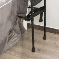 HOMCOM Barandilla Asidera de Cama para Acostarse y Levantarse con Altura Regulable Riel para Cama con Correa de Hebilla y Bolsillo 72x36x86-110,5 cm Negro(m-6)