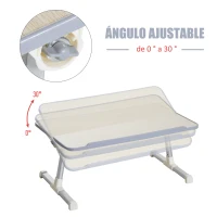 HOMCOM Mesa de Ordenador Plegable Soporte de Escritorio Portátil Mesa sobre Sofá Cama con Altura Ajustable para Desayuno Lectura 54x30x22,5-32 cm Natural(m-8)