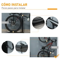 HOMCOM Soporte para Colocar Bicicleta en Vertical Caballete de Bicicleta Ajustable en Altura con Correa de Fijación Fácil de Transportar Soporta 30 kg 66x56x63-77,5 cm Negro(m-7)