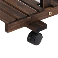 Outsunny Suporte para Plantas de 4 Níveis com Rodas Suporte para Vasos de Plantas 123,5x33x80 cm Marrom Escuro(m-8)