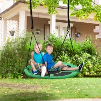 HOMCOM Columpio Nido Infantil Ø100x4,5 cm Columpio de Árbol Forma Redonda Columpio para Niños +3 Años Carga 100kg Jardín Exterior al Aire Libre Asiento Cómodo Verde(m-9)