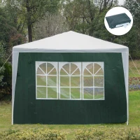 Outsunny 2 Paredes Laterales para Carpa 3x3m 6x3m Tela de Reemplazo Oxford Impermeable con Ventanas 293x193cm Verde Oscuro(m-2)