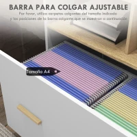 Vinsetto Armario Archivador con Ruedas Cajón Barras Colgantes para Tamaño A4 y 2 Compartimentos 76x40x75,5 cm Roble y Blanco(m-5)