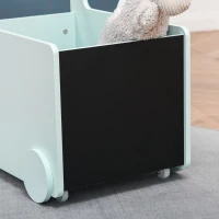 HOMCOM Caja de Almacenamiento de Juguetes Infantil con Ruedas Asa y 2 Pizarras de Escritura Baúl de Almacenaje para Habitación de Niños Guardería Sala de Juegos 47x35x45,5 cm Azul(m-8)