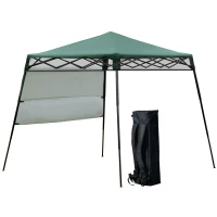 Outsunny Carpa Plegable 2,2x2,2x2m con Lateral Altura Ajustable Protección UV 50+ de Acero y Tela Oxford con Bolsa de Transporte Impermeable Gazebo para Exterior Verde(m-1)