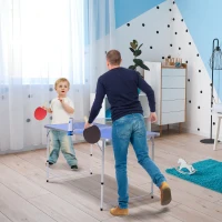 Outsunny Mesa de Ping-Pong Plegable Altura Ajustable en 3 Niveles Multifuncional Mesa de Picnic con Palas y Pelotas de Pin Pon 160x80x54/62/70cm Carga Máxima 30kg(m-2)