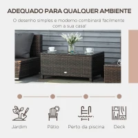 Outsunny Mesa de Centro Jardim de Vime Sintético Mesa de Apoio para Exterior com Vidro Temperado 85x50x39 cm Marrom(m-6)
