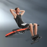 HOMCOM Banco de Abdominales Plegable Ajustable en Altura Banco de Sentadillas con Soporte para Piernas Regulable para Entrenamiento en Hogar Oficina 148x58x52-65 cm Negro(m-2)