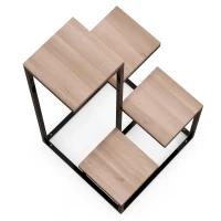 Outsunny Scaffale per Piante a 4 Livelli in Acciaio e Legno, 40x40x75.5 cm, Marrone e Nero(m-8)