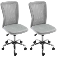 Vinsetto Lot 2 de chaises de bureau ergonomique hauteur réglable piètement chromé pivotant 360° revêtement maille gris(m-1)