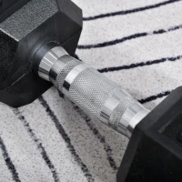 HOMCOM Conjunto de Halteres 16 kg com Barra Metálica e Cabeça Hexagonal Conjunto de Pesos para Treino 30,5x12,7 cm Preto e Prata(m-8)