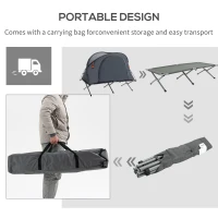 Outsunny Folding Camping Tent Cot, Portable Tent Shelter Combo with Self-Inflating Air Mattress Carry Bag for 1 Person(m-7)