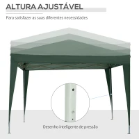 Outsunny Tenda de Jardim com Paredes Laterais Amovíveis Janelas Porta com Zíper e Bolsa de Transporte 295x295x196-258 cm Verde(m-9)