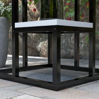 Outsunny Scaffale per Piante a 4 Livelli in Acciaio e Legno, 34x34x70cm, Bianco e Nero(m-9)