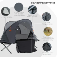 Outsunny Folding Camping Tent Cot, Portable Tent Shelter Combo with Self-Inflating Air Mattress Carry Bag for 1 Person(m-5)