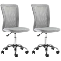 Vinsetto Lot 2 de chaises de bureau ergonomique hauteur réglable piètement chromé pivotant 360° revêtement maille gris(m-10)