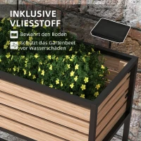 Outsunny Houten Plantenbak met 2 Lagen, 3 Plantenbakken, Opbergplank, Natuurlijk Hout, Metalen Frame, 83B x 39D x 100H cm, Lichtbruin(m-6)