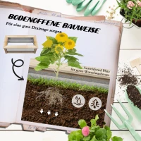 Outsunny Houten en metalen zelfdrainerende moestuinbak, open bodem, 90 x 45 x 30 cm(m-5)