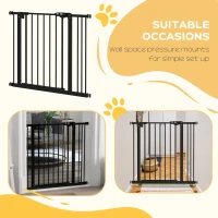 PawHut Metal 74-87cm Wide Adjustable Dog Gate Black(m-7)