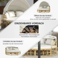Outsunny Loungeset met uitschuifbaar dak, 4-delig, inclusief 5 kussens, rattanlook, 178B x 85T x 66,5H cm, beige(m-5)