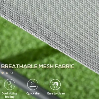 Outsunny 3 Pieces Garden Table and Chairs, Outdoor Bistro Set, Patio Conversation Furniture Set with Foldable Breathable Mesh Fabric Armchairs & Glass Top Coffee Table, Light Grey(m-6)