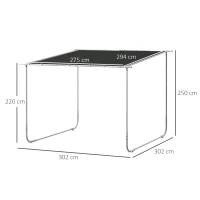 Outsunny 3 x 3(m) Mobile Pergola Kit, Portable Garden Gazebo with Wheels, Sandbags, Steel Frame, UV-Resistant(m-3)