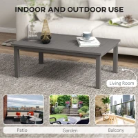 Outsunny Aluminium Outdoor Side Table, Slat Patio Coffee Table with Wood Grain Effect for Garden, Balcony, 100cm x 60cm, Brown(m-6)