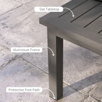 Outsunny Aluminium Outdoor Side Table, Slat Patio Coffee Table with Wood Grain Effect for Garden, Balcony, 100cm x 60cm, Brown(m-5)