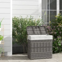 Outsunny Cesta Contenitore da Giardino e Casa in Rattan con Tessuto Interno, 57x34x62cm, Grigio(m-2)