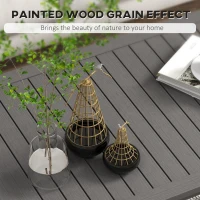 Outsunny Aluminium Outdoor Side Table, Slat Patio Coffee Table with Wood Grain Effect for Garden, Balcony, 100cm x 60cm, Brown(m-4)