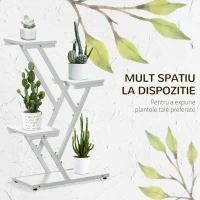 Outsunny Suport Ghivece Colt – Raft 4 Niveluri pentru Plante, Interior/Exterior(m-9)