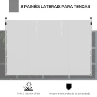 Outsunny Paredes Laterais para Tenda de 2 Painéis 295x195 cm com Janela Enrolável e Porta com Fecho de Correr para Tenda 3x3 m ou 3x6 m Branco(m-4)