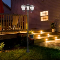 Outsunny Felinar Gradina 182,5 cm – LED cu Energie Solara, Negru(m-2)