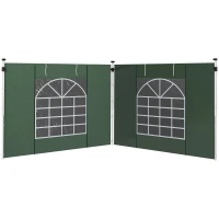 Outsunny Paredes Laterais para Tenda de 2 Painéis 295x195 cm com Janela Enrolável e Porta com Fecho de Correr para Tenda 3x3 m ou 3x6 m Verde(m-11)
