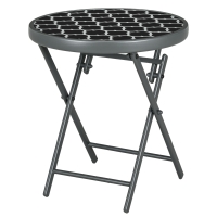 Outsunny Tuin Tafel - Opvouwbare Ronde Tuintafel, Weerbestendig, Ø45 x 50 cm, Zwart