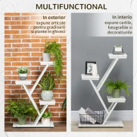 Outsunny Suport Ghivece Colt – Raft 4 Niveluri pentru Plante, Interior/Exterior(m-11)