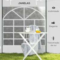 Outsunny Paredes Laterais para Tenda de 2 Painéis 295x195 cm com Janela Enrolável e Porta com Fecho de Correr para Tenda 3x3 m ou 3x6 m Branco(m-6)