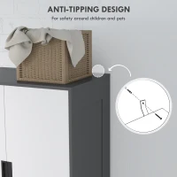 HOMCOM 2 Door Wardrobe, Modern Wardrobe with 3 Drawers and Hanging Rod for Bedroom, Grey(m-6)