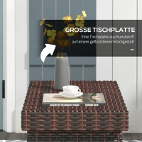 Outsunny Gartentafel Buitenkoffietafel Buitenbijzettafel, PE-rattan, weerbestendig, 60 cm x 41 cm x 41 cm, Bruin(m-4)