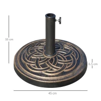Outsunny 11.5kg Heavy Duty Parasol Base, Umbrella Stand Holder, Parasol Stand for 38mm or 48mm Patio Umbrella Pole, Bronze Tone(m-3)