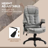 Vinsetto Massage Recliner Chair Heated Office Chair with Six Massage Points Microfiber Cloth 360° Swivel Wheels Grey(m-5)
