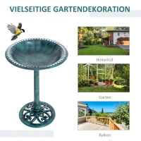 Outsunny Vogelbad Vintage Design, Shabby Chic, 50 cm × 50 cm × 69,5 cm, Groen(m-3)