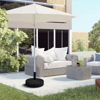 Outsunny 29kg Round Umbrella Parasol Base with Rattan Effect, Plastic Umbrella Stand for Outdoor Patio Umbrella, Black(m-10)