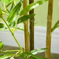 HOMCOM Conjunto de 2 Plantas Artificiais com Vaso Plantas Sintéticas de Bambu com 498 Folhas para Decoração Ø15x120 cm Verde(m-9)