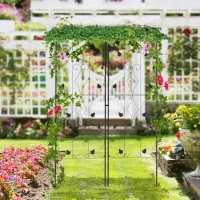 Metal Trellis Set of 2, Garden Trellis for Climbing Plants Support Frames, Leaf Design(m-8)