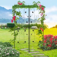 Metal Trellis Set of 2, Garden Trellis for Climbing Plants Support Frames, Leaf Design(m-2)